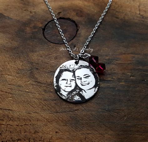 Engraved Photo Necklace Picture Necklace Photo Engraved | Etsy