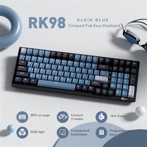 RK ROYAL KLUDGE RK98 Wireless Mechanical Keyboard Triple Mode 2.4G/BT5 ...