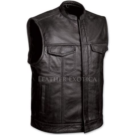 Motorcycle Black Leather Vest