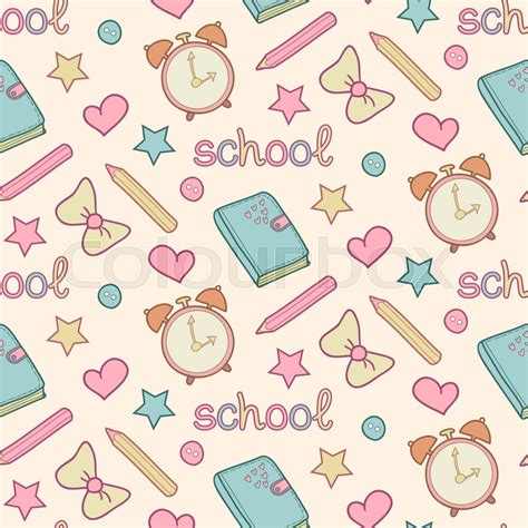 Vector cute school seamless pattern ... | Stock vector | Colourbox