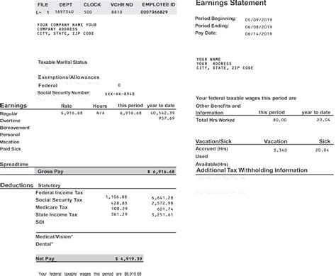 Free Printable Pay Stub Pdf