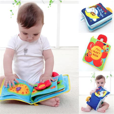 12 pages Soft Cloth Baby Boys Girls Books Rustle Sound Infant ...