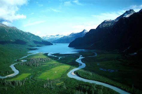 Aerial View of Crescent lake at Lake Clark National Park, Alaska image ...