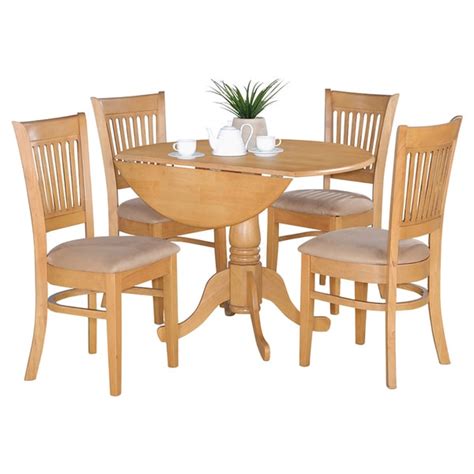 Oak Drop Leaf Table and 4 Dinette Chairs 5-piece Dining Set - 17325187 - Overstock.com Shopping ...