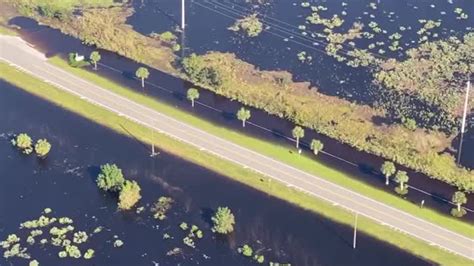 Hurricane Ian damage: Florida highway State Road 46 flooded