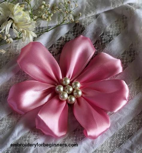 Ribbon Flower DIY Tutorial (Step By Step & Video) | Embroidery For ...