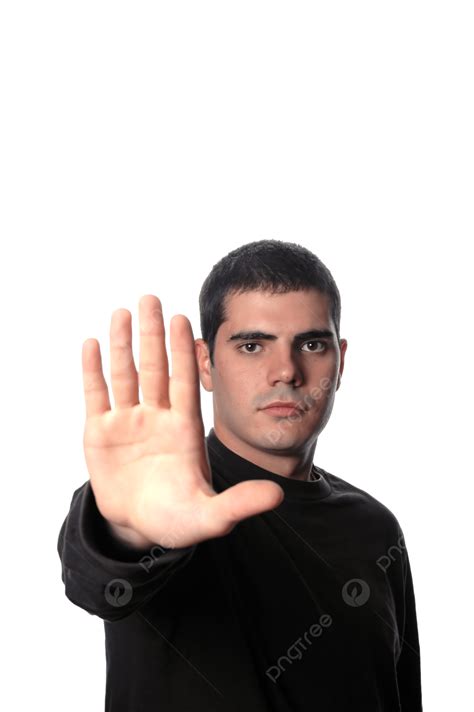 Young Man Showing Stop Sign, Positive, Raised, Standing PNG Transparent Image and Clipart for ...
