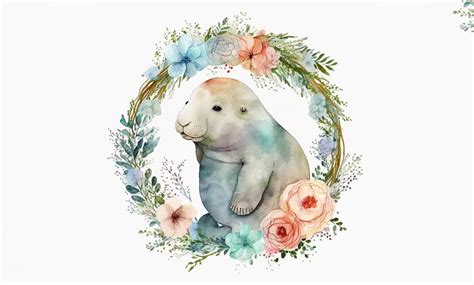 Manatee Floral Watercolor Graphic by Poster Boutique · Creative Fabrica