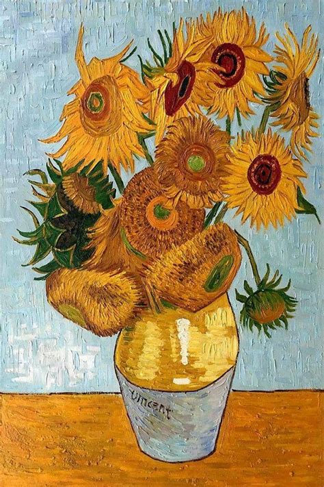 Vase of sunflowers painted by Van Gogh | Van gogh flower paintings, Van ...