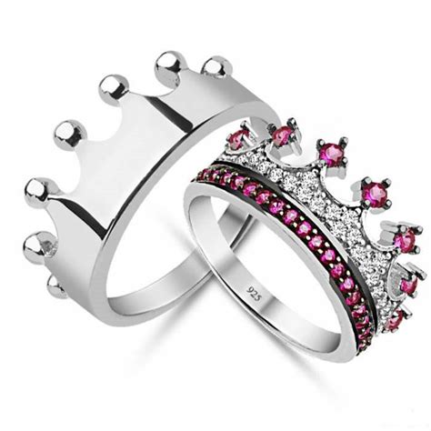 King & Queen,crown ring,crown ring set,gold crown ring,925k silver ...