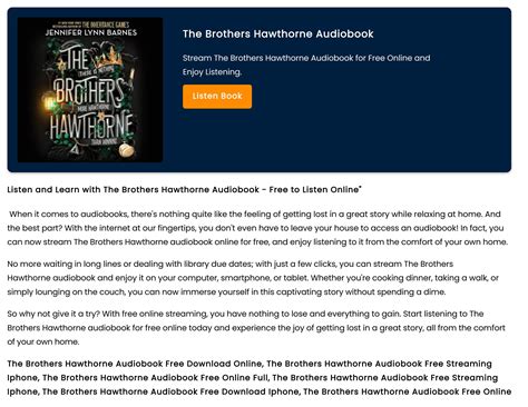 The Brothers Hawthorne Audiobook Free Full Version Download by Danijela Davena - Issuu