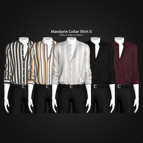 Mandarin Collar Shirt II | Gorilla Gorilla Gorilla | Sims 4 male ...