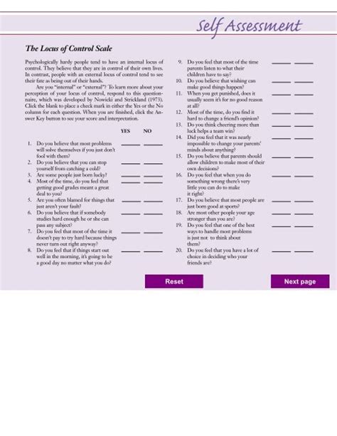 The Locus of Control Scale - Cengage Learning