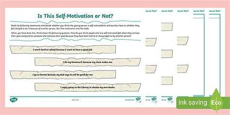 Is This Self-Motivation or Not? Worksheet (teacher made)