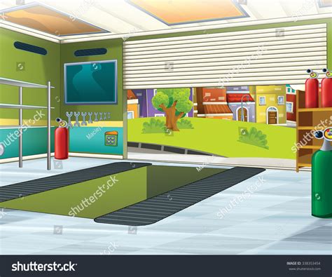 Cartoon Background Garage Illustration Children Stock Illustration ...