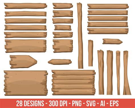 Wooden Planks Clipart Cartoon Style Clip Art Commercial - Etsy Denmark