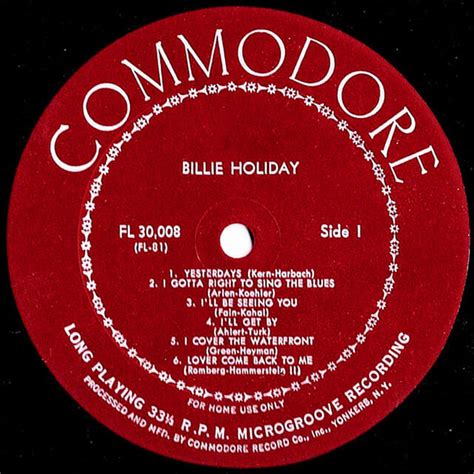 Used新着LP ビリー・ホリデイ「Billie Holiday(奇妙な果実)」Commodore FL 30,008 USオリジナル盤深溝 Mono パラフィン・インナー付 - ディヴァイン ...