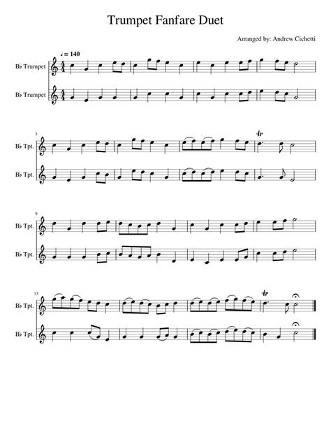 Trumpet fanfare duet sheet music for Piano, Trumpet download free in ...