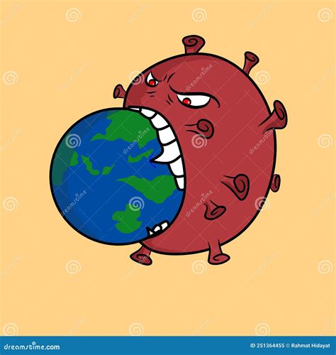 Corona Virus Eats the Earth, Cartoon Vector Illustration Stock Illustration - Illustration of ...