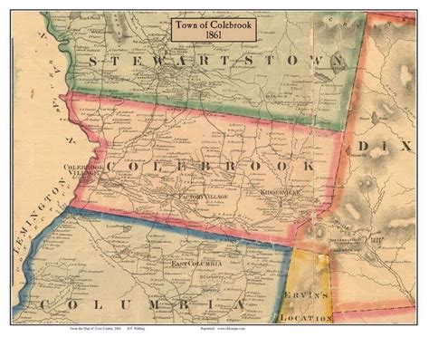 Colebrook 1861 Old Town Map With Homeowner Names New Hampshire - Etsy | Town map, Map, Wall maps