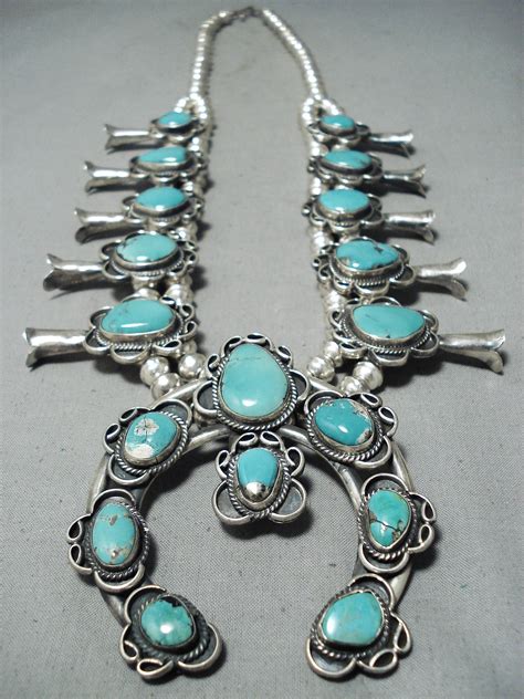 Heavy Vintage Native American Navajo Turquoise Sterling Silver Squash – Nativo Arts