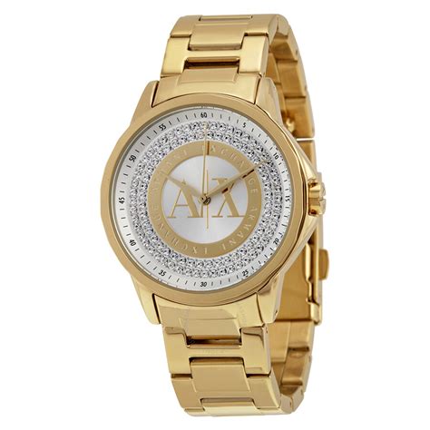 Armani Exchange Crystal Dial Gold-tone Ladies Watch AX4321 - Armani Exchange - Watches - Jomashop