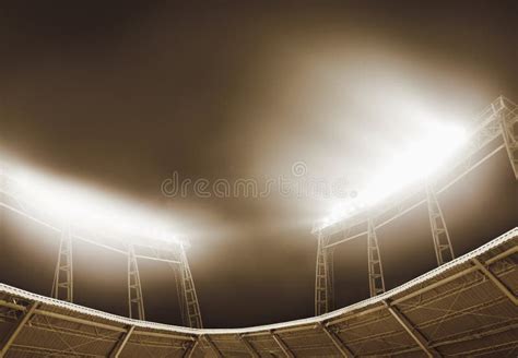 View of Stadium Lights at Night Stock Image - Image of line, angle ...