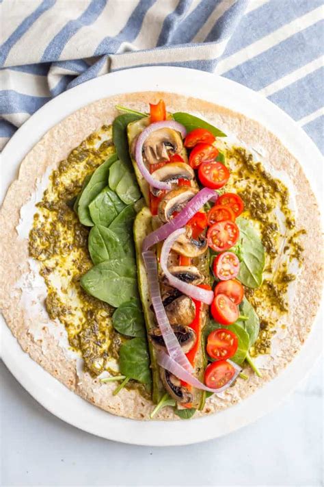 Roasted veggie wrap with pesto and goat cheese - Family Food on the Table