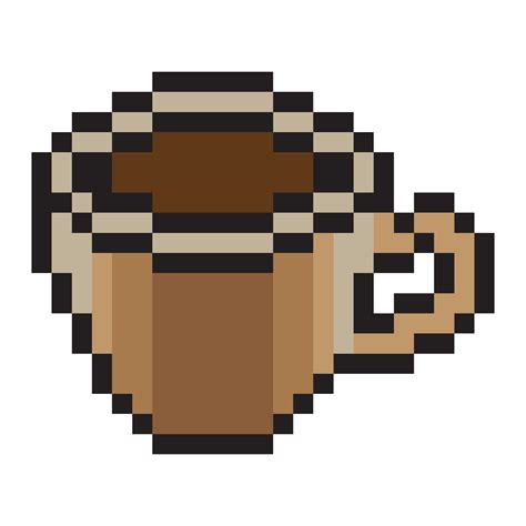 arte de píxeles de taza de café sobre fondo blanco. 13958228 Vector en ...