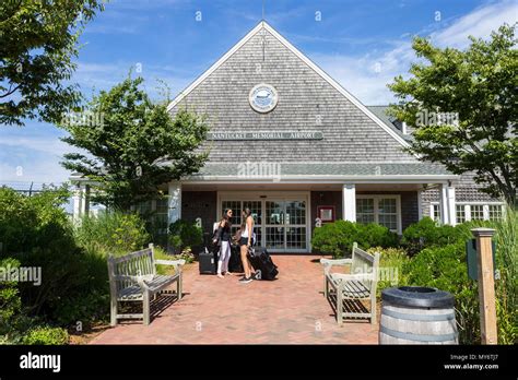 Nantucket, Massachusetts. Main entrance of Nantucket Memorial Airport ...