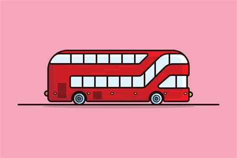 Red Double Decker Bus vector illustration. Bus transportation icon concept. Modern london double ...