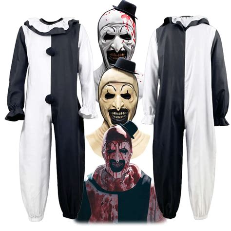 Art The Clown Terrifier Cosplay Costume For Men Full Suit Halloween Bodysuit Roblox Mask For ...