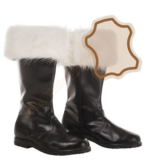 Santa’s boots – real leather, ivory-white faux fur - santacostumecenter.com