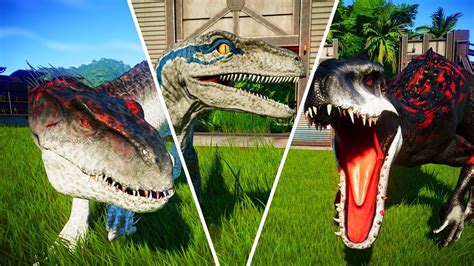 Indoraptor vs Indominus Rex vs Blue - Jurassic World Evolution - YouTube