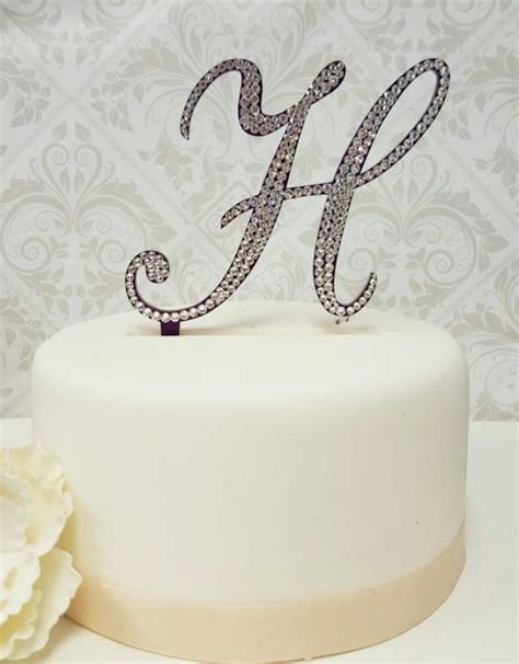 5 Inch Tall Monogram Wedding Purple Cake Topper - Elegant FontsCrystal Swarovski Crystal ...