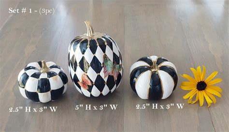 Black White Pumpkins Fall Pumpkin Table Centerpiece Checkered - Etsy