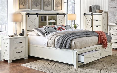 Sun Valley White Queen Bookcase Storage Bed - 1StopBedrooms.