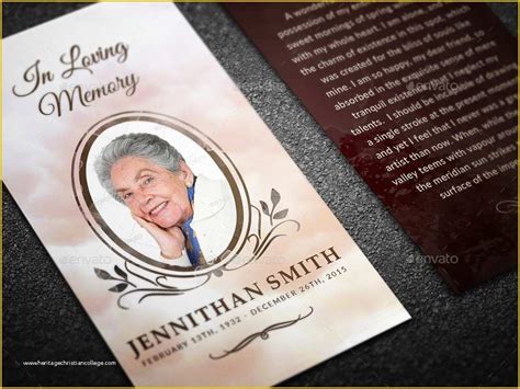 60 In Loving Memory Bookmark Template Free | Heritagechristiancollege