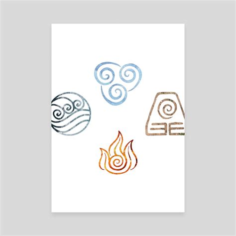 The four Elements Avatar symbols, an art canvas by RazZohar Weissman - INPRNT