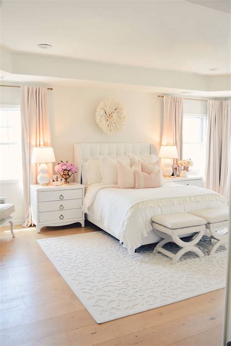 Elegant White Master Bedroom & Blush Decorative Pillows - The Pink ...