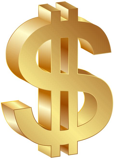 Dollar Currency Gold Sign PNG Clip Art Image | Gallery Yopriceville ...