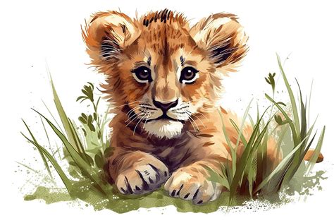 Watercolor Cute Baby Lion Sublimation Graphic by artstudiobyn ...