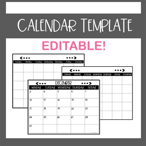 Editable And Printable Calendar