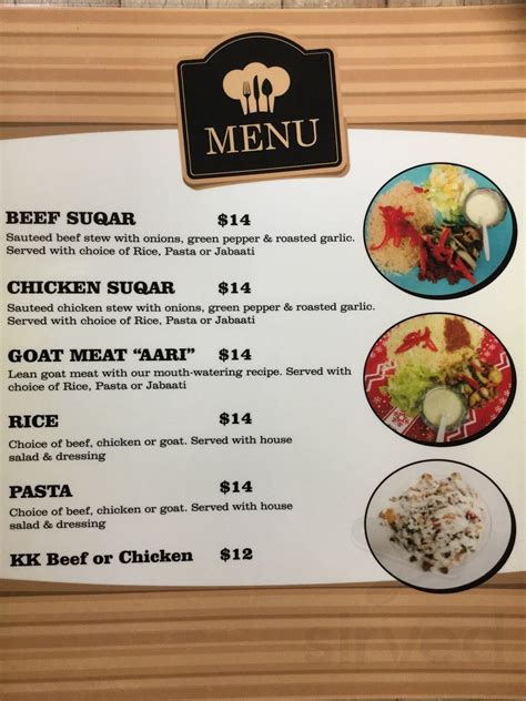 Nara Hookah Lounge menu in Edmonton, Alberta, Canada