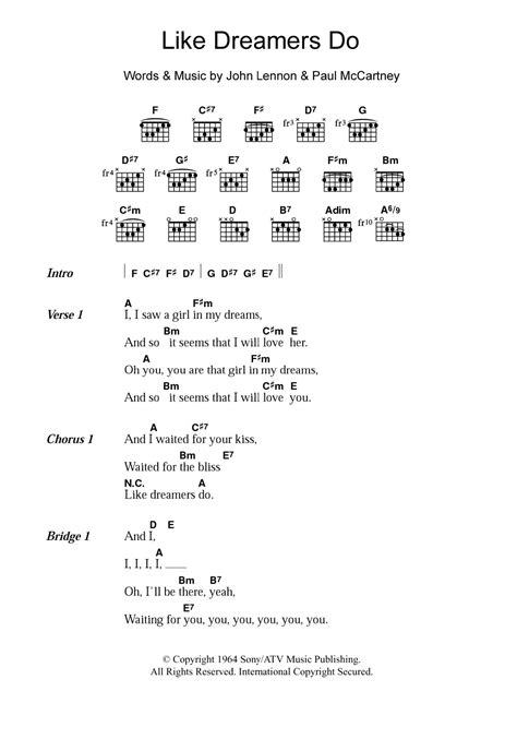 Like Dreamers Do by The Beatles - Guitar Chords/Lyrics - Guitar Instructor