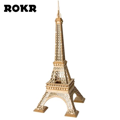 ROKR DIY 3D Wooden Puzzle Eiffel Tower Assembly Model Wood Craft Kits Desk Decor Toys for ...