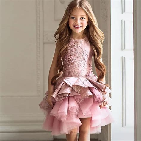 Pink Girl Wedding Dress 2017 New Kids Pageant Dresses Fashion High grade Children Wedding Dress ...