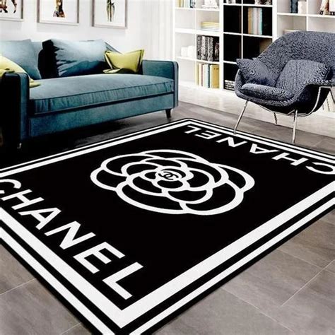 Chanel Flower Chanel Rug Black And White Rug For Living Room Area Rug - REVER LAVIE | Luxury ...