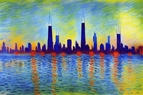 Abstract Chicago Skyline Painting · Creative Fabrica