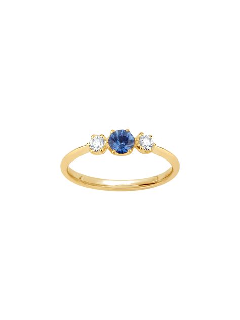 Elyhara 18k fine blue sapphire & diamond small trilogy ring by Dinny Hall | Finematter